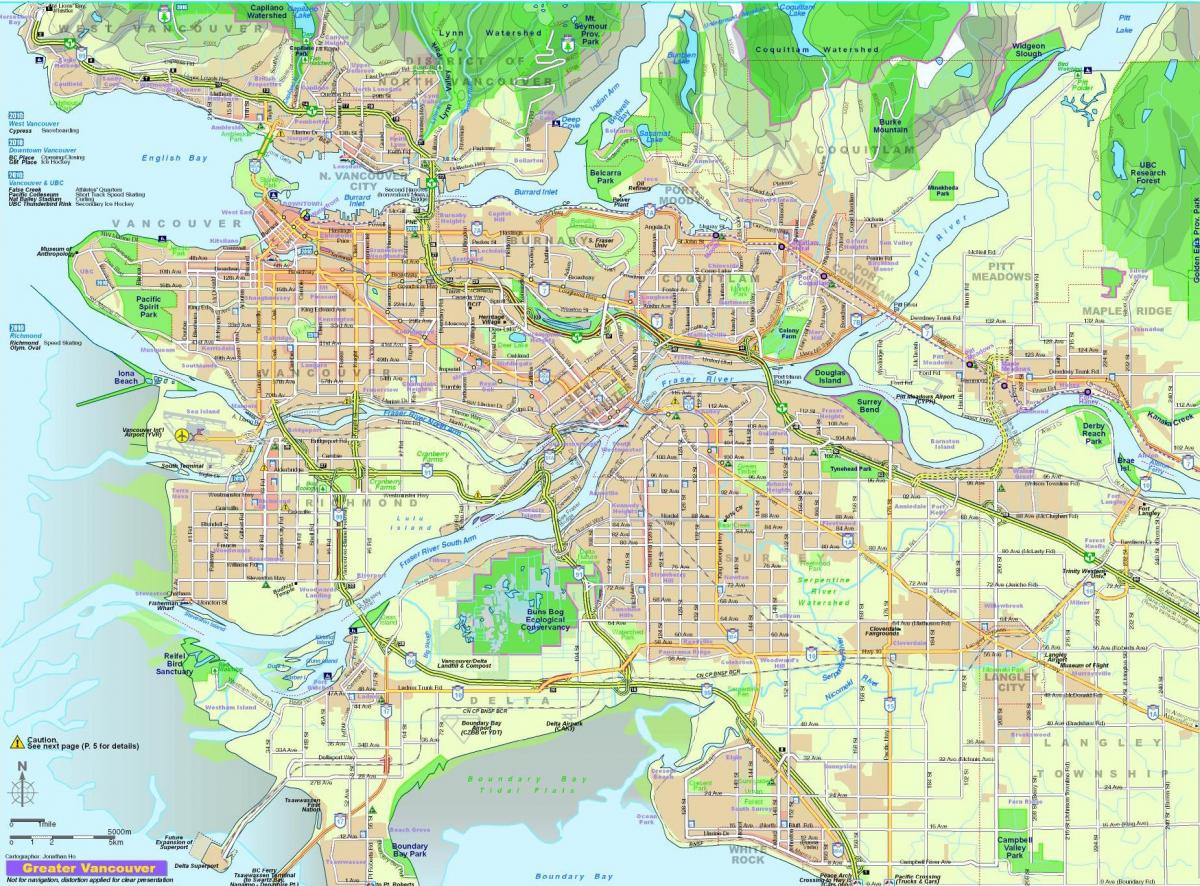 карта міста Ванкувер, Британська Колумбія, Канада