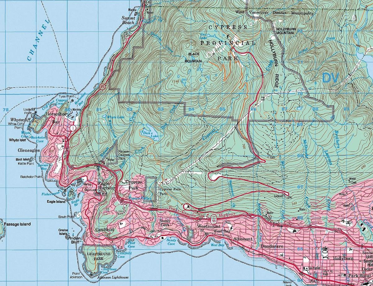 Карта топографічна Ванкувера