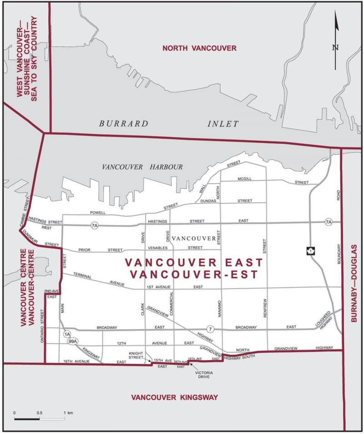 Карта Східно-Ванкувер 