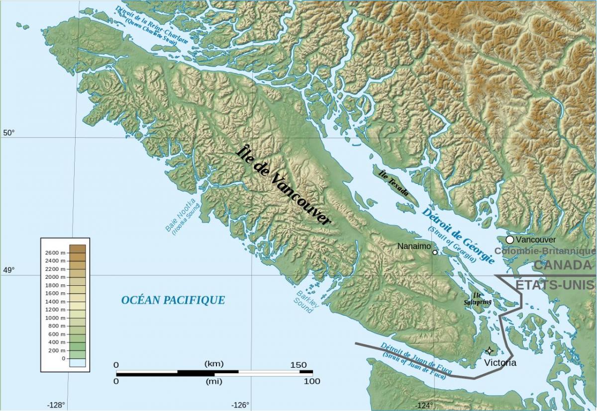Карта топографічна острові Ванкувер 