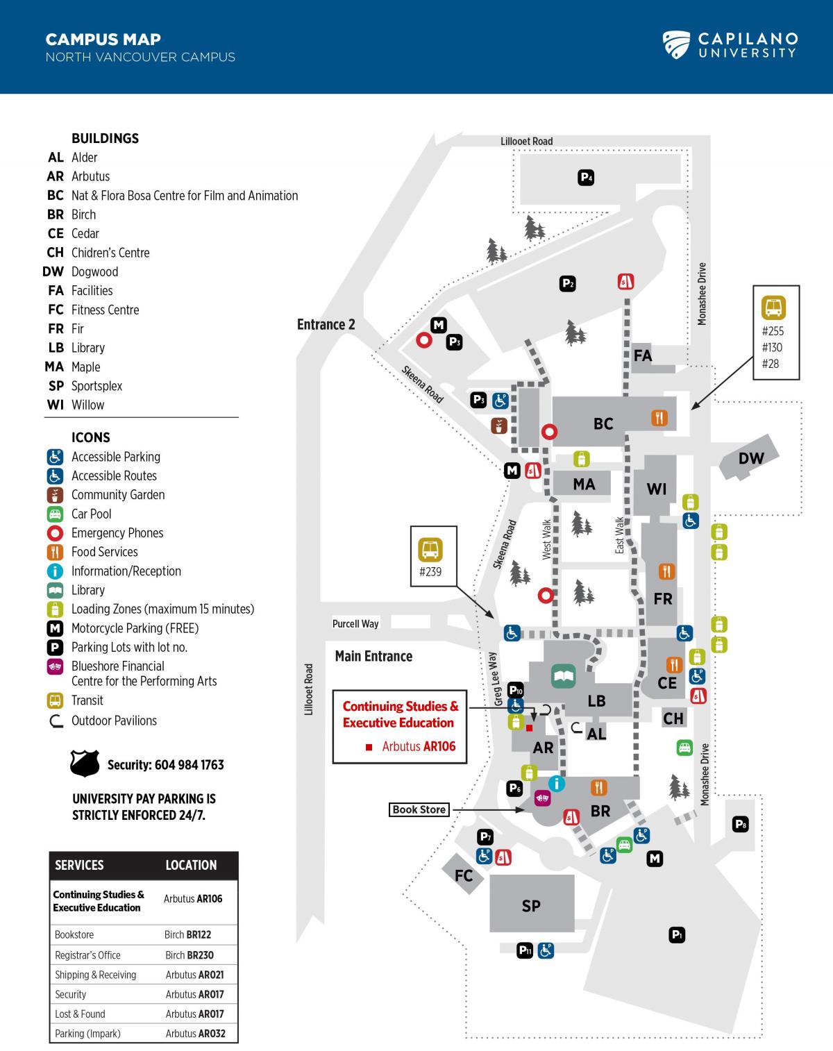 Карта університету Капилано 