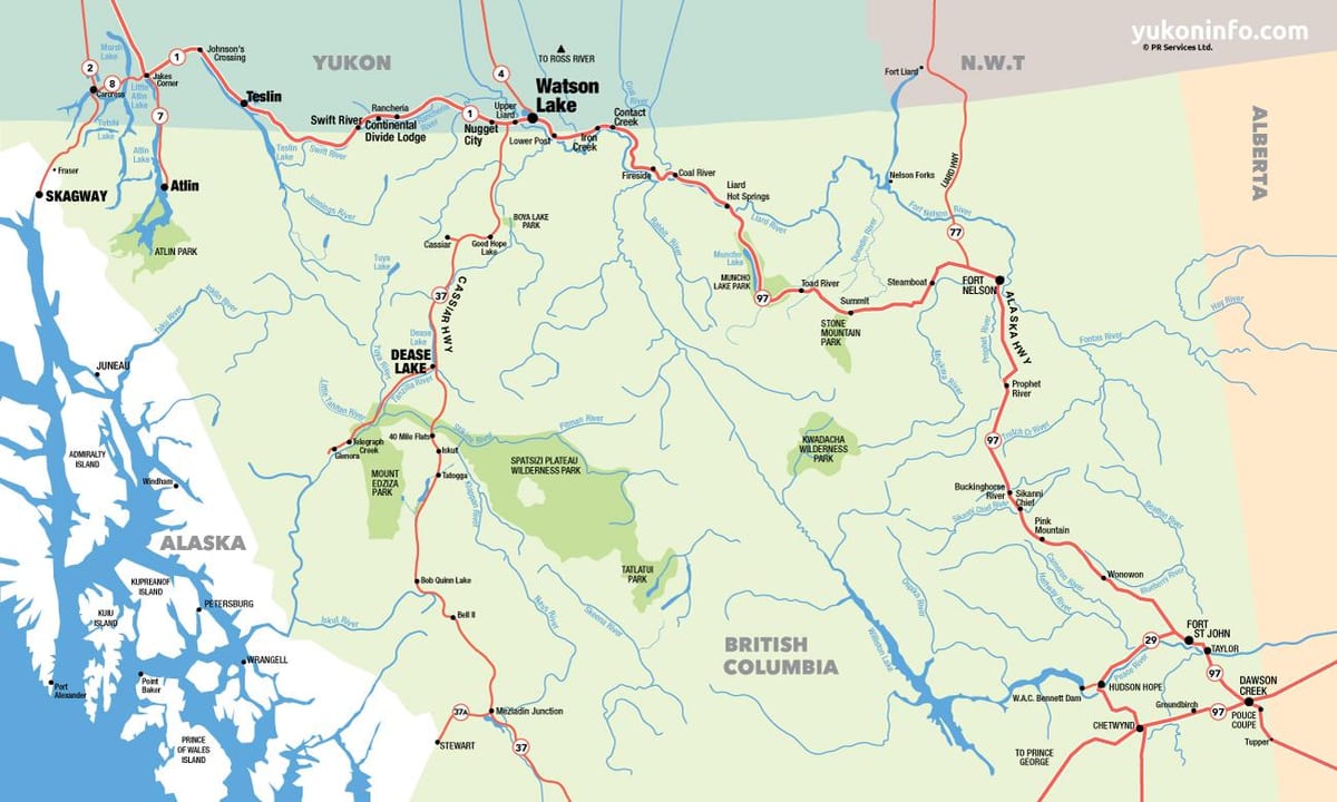 Карта південної частини Британської Колумбії
