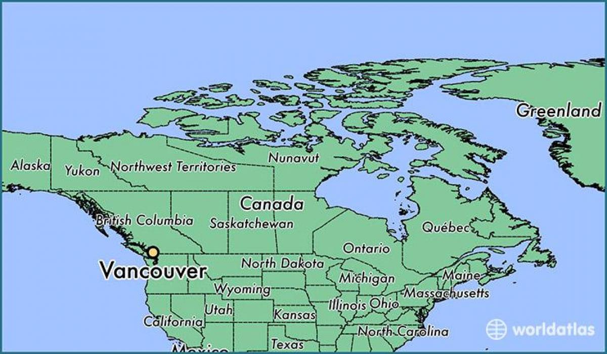 карта Канади показує Ванкувер