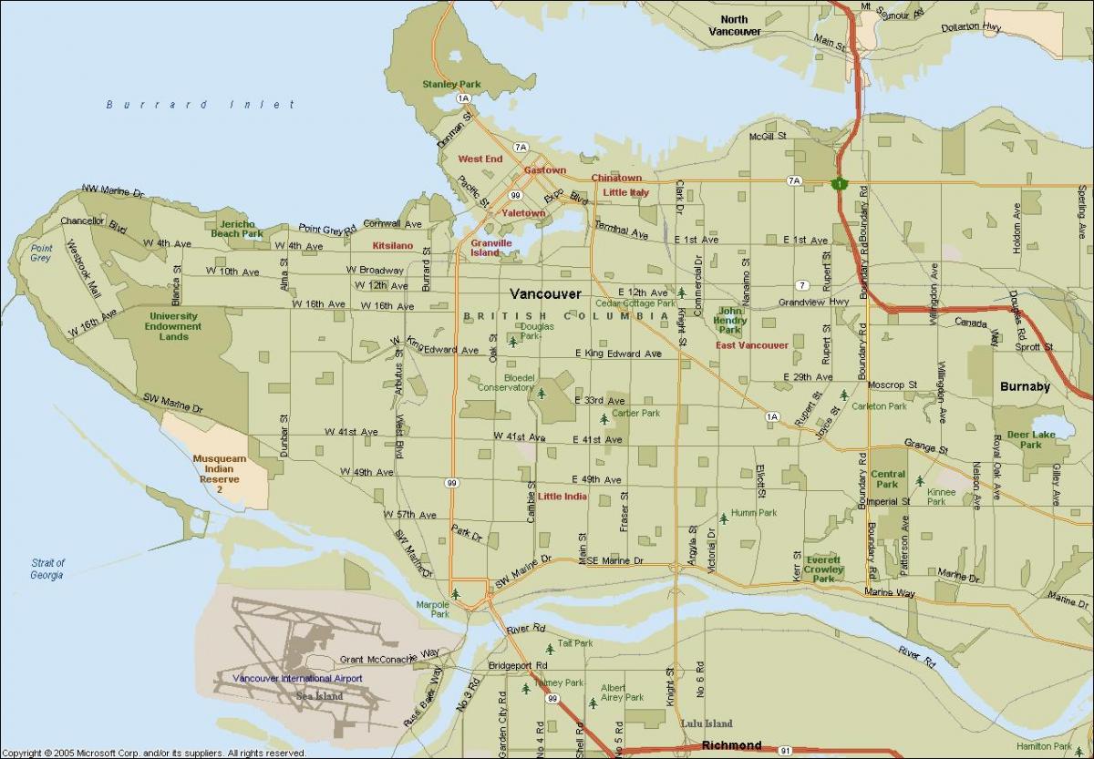 розташування Ванкувер карта