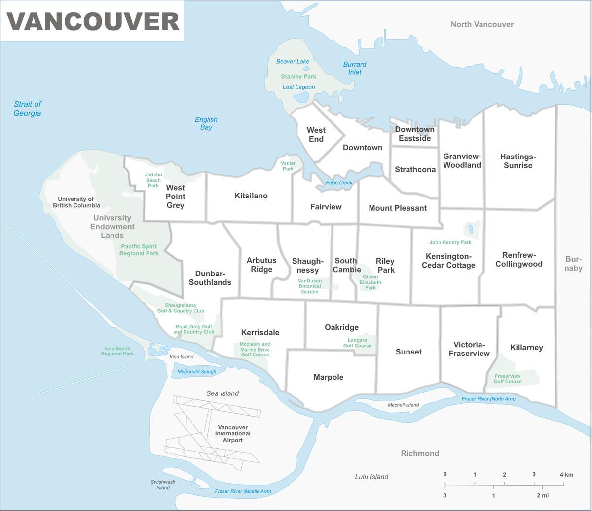 Карта Ванкувера районів