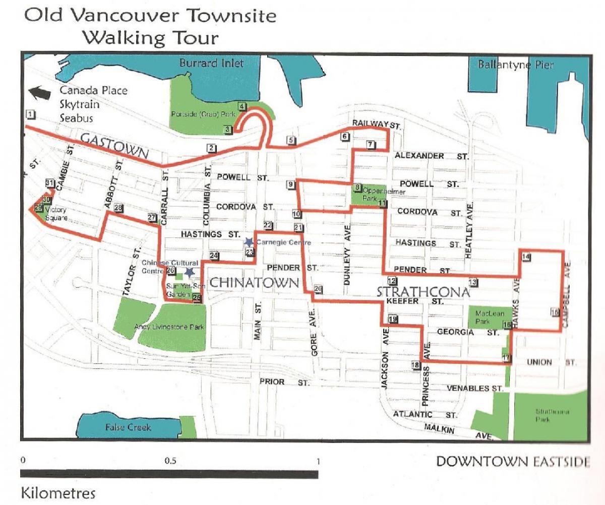 пішохідна екскурсія Ванкувер карта