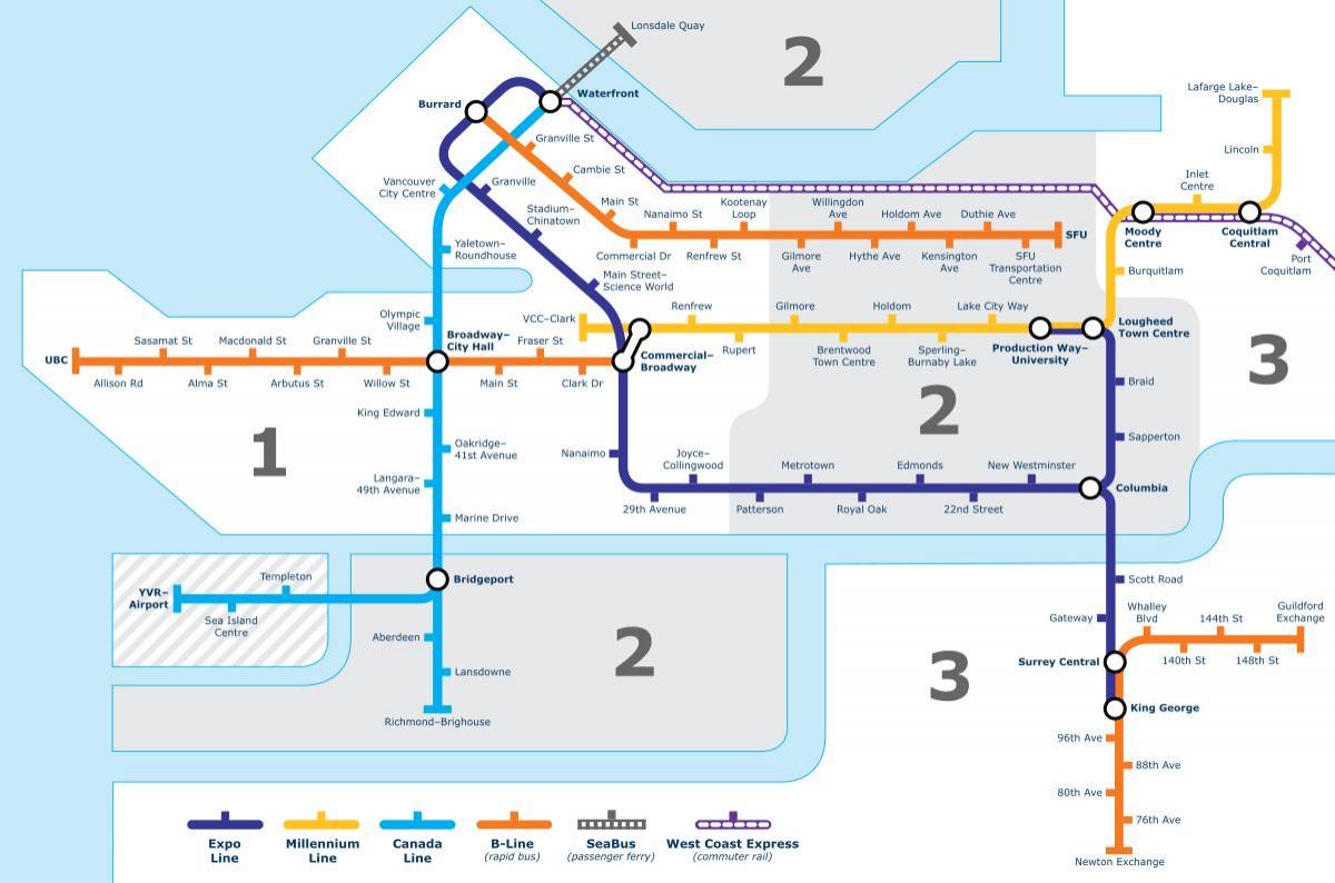 Ванкувері громадського транспорту карті