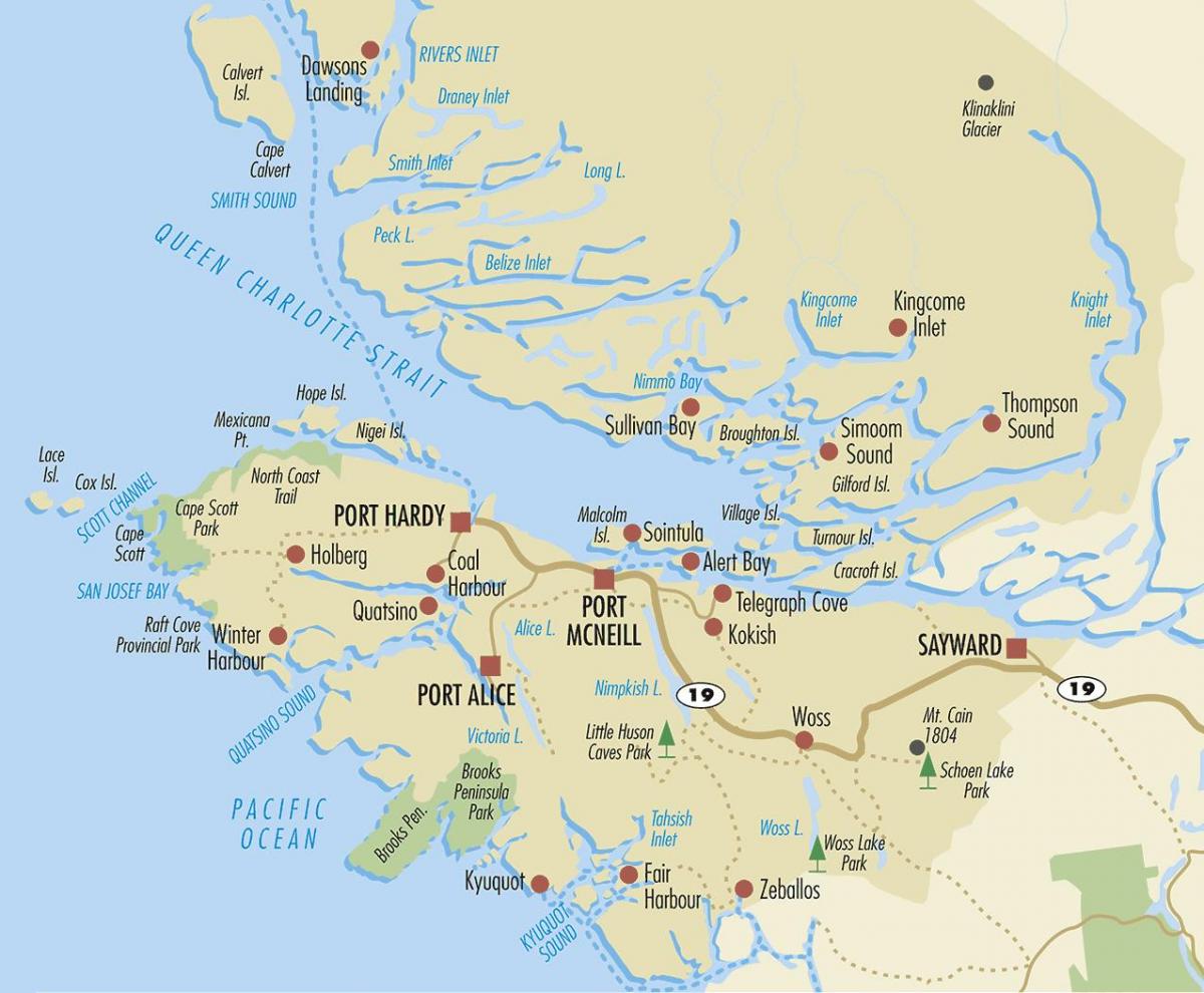Карта острова Північний Ванкувер 