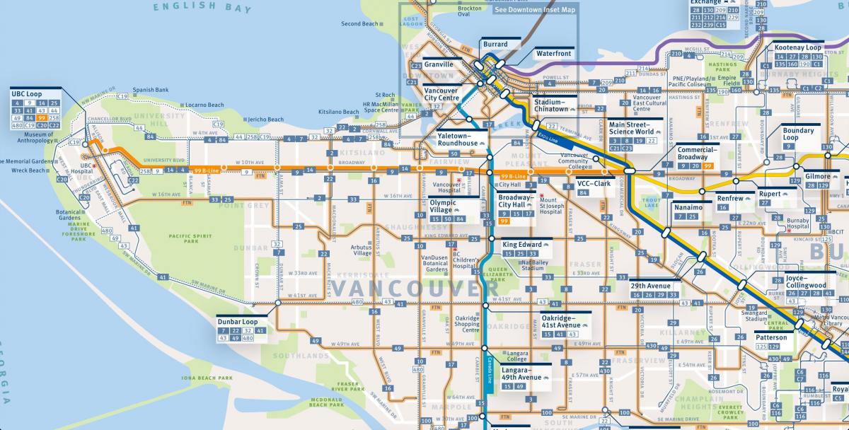 Карта автобусних маршрутів Ванкувер 