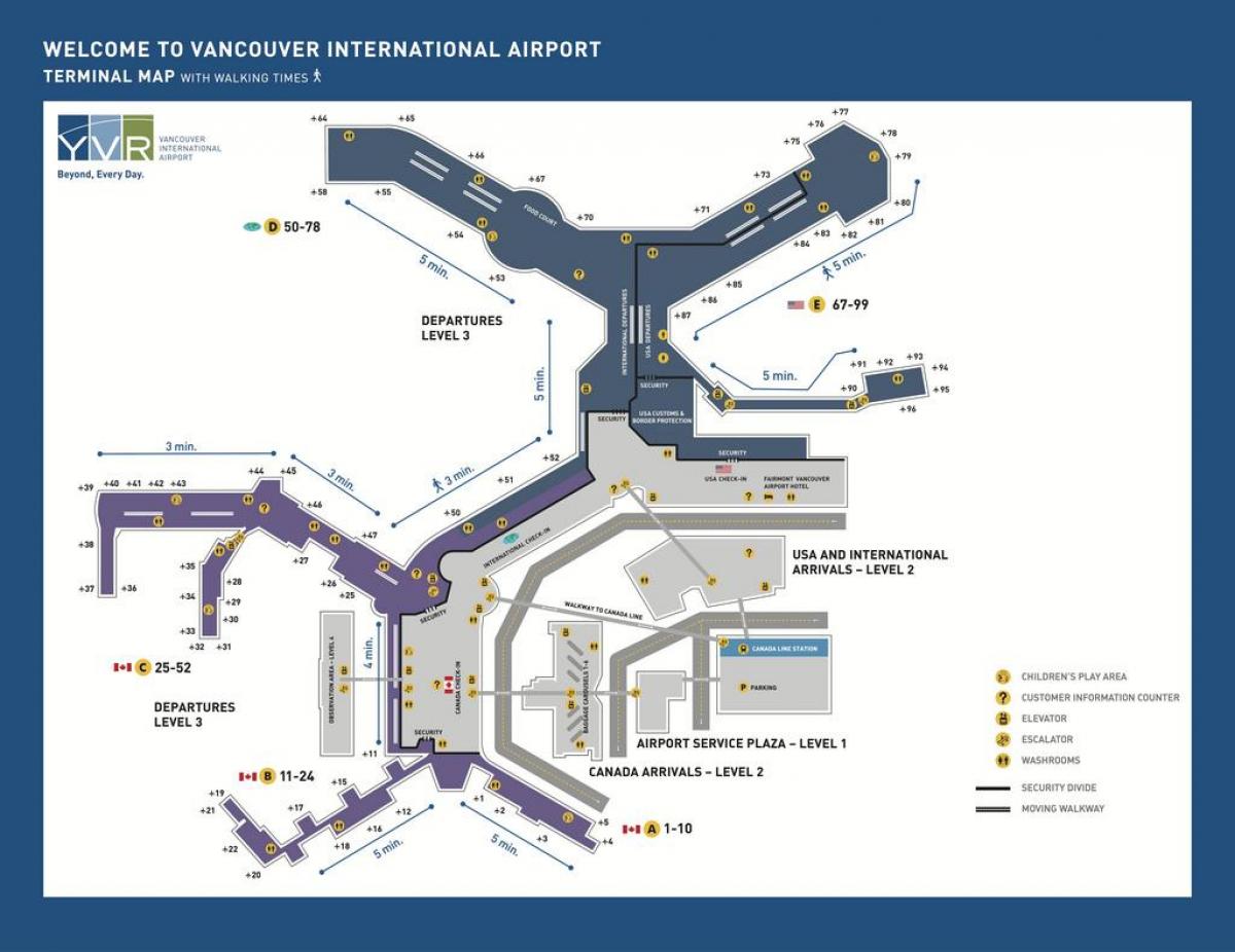 аеропорт Ванкувера, Канада карта