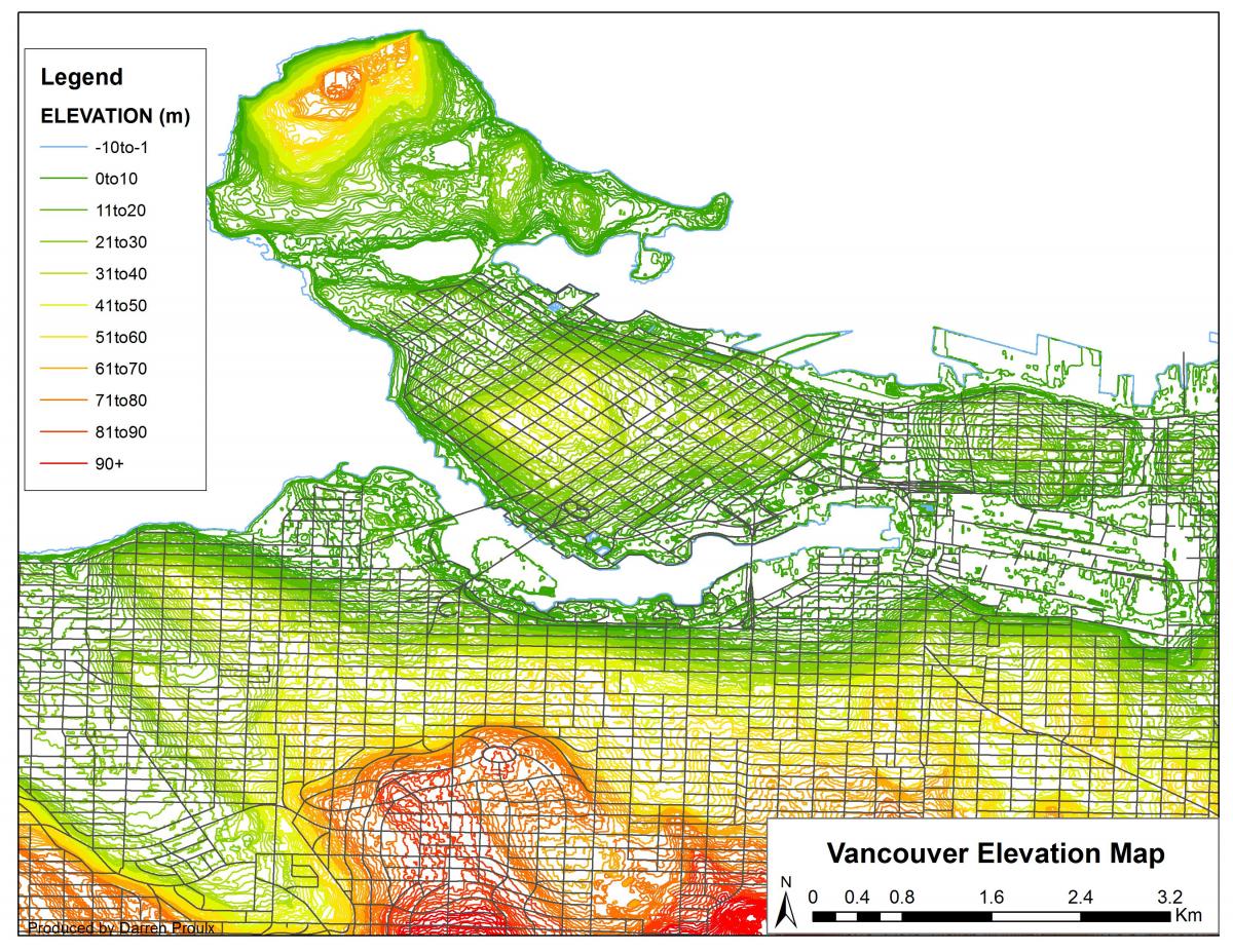 Карта Ванкувера висоті