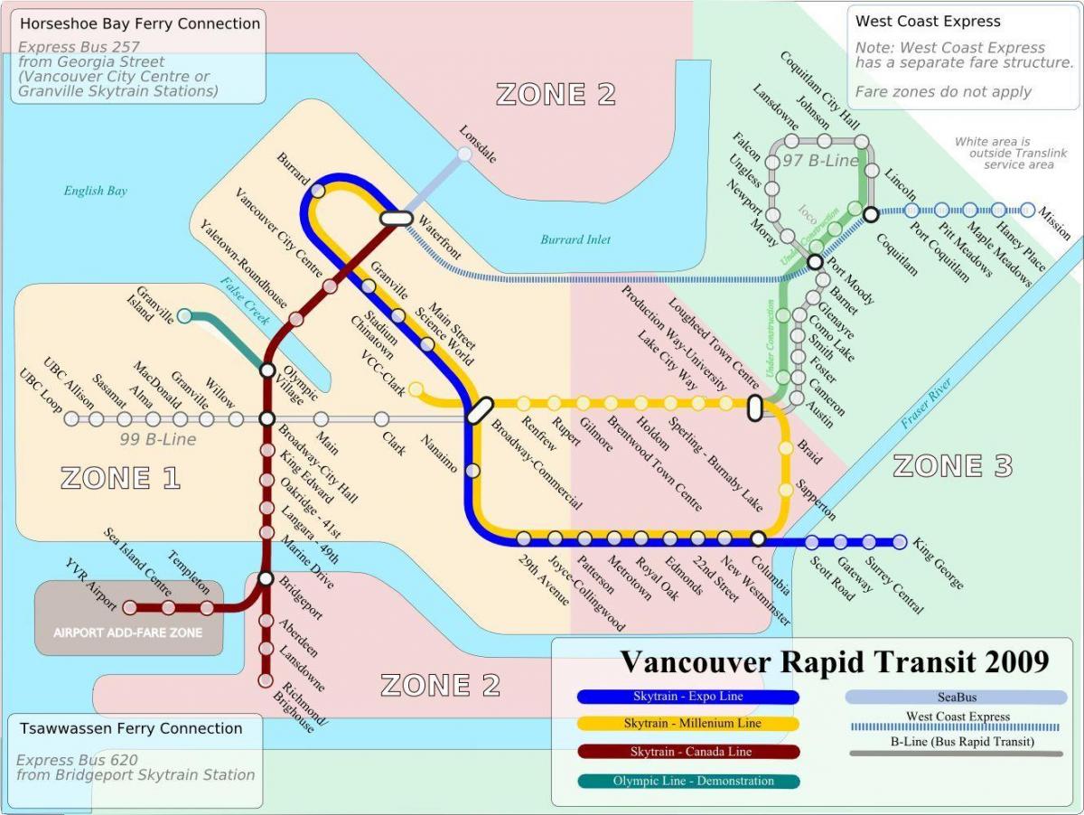 громадським транспортом карті Ванкувера