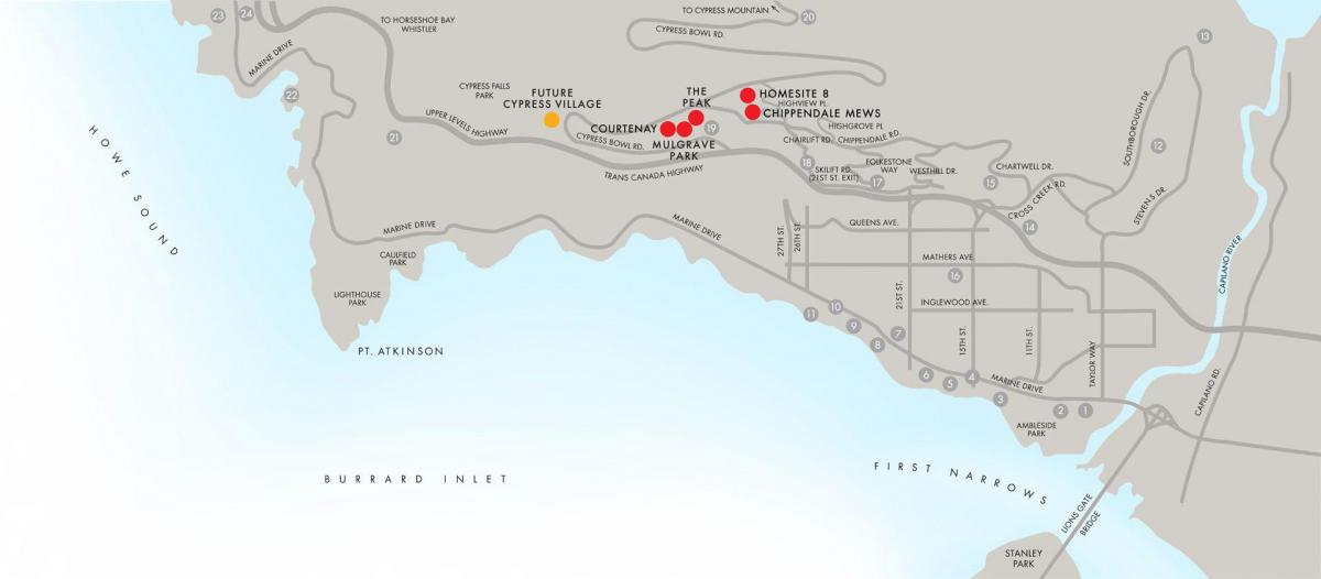 Карта Вест Ванкувері