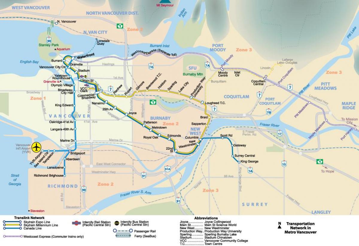 Ванкувері карті метро 