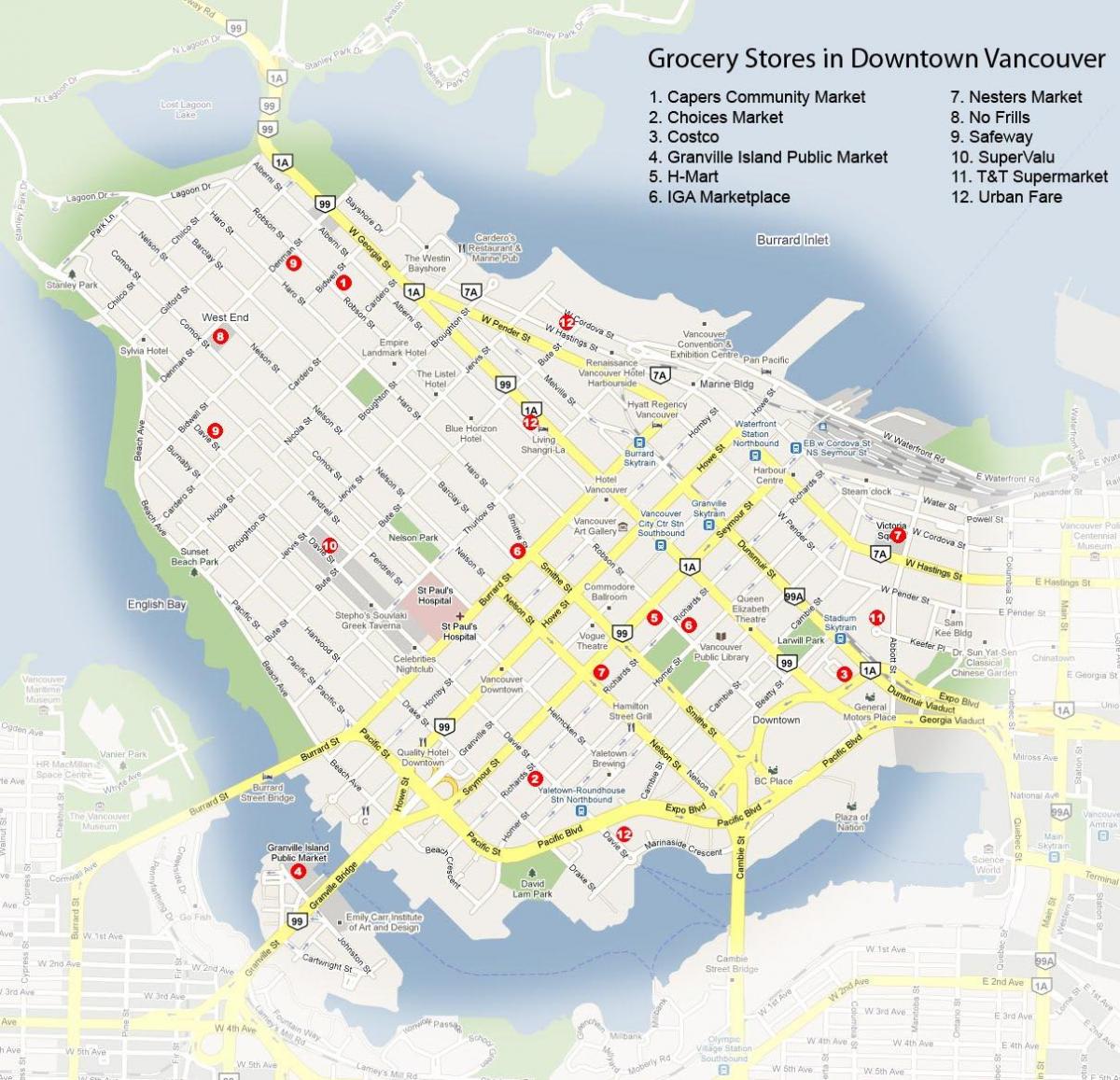 Карта магазину Ванкувер