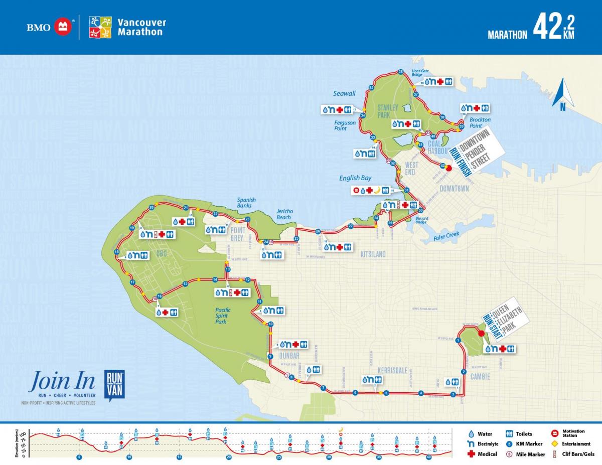 Карта Ванкувера марафон