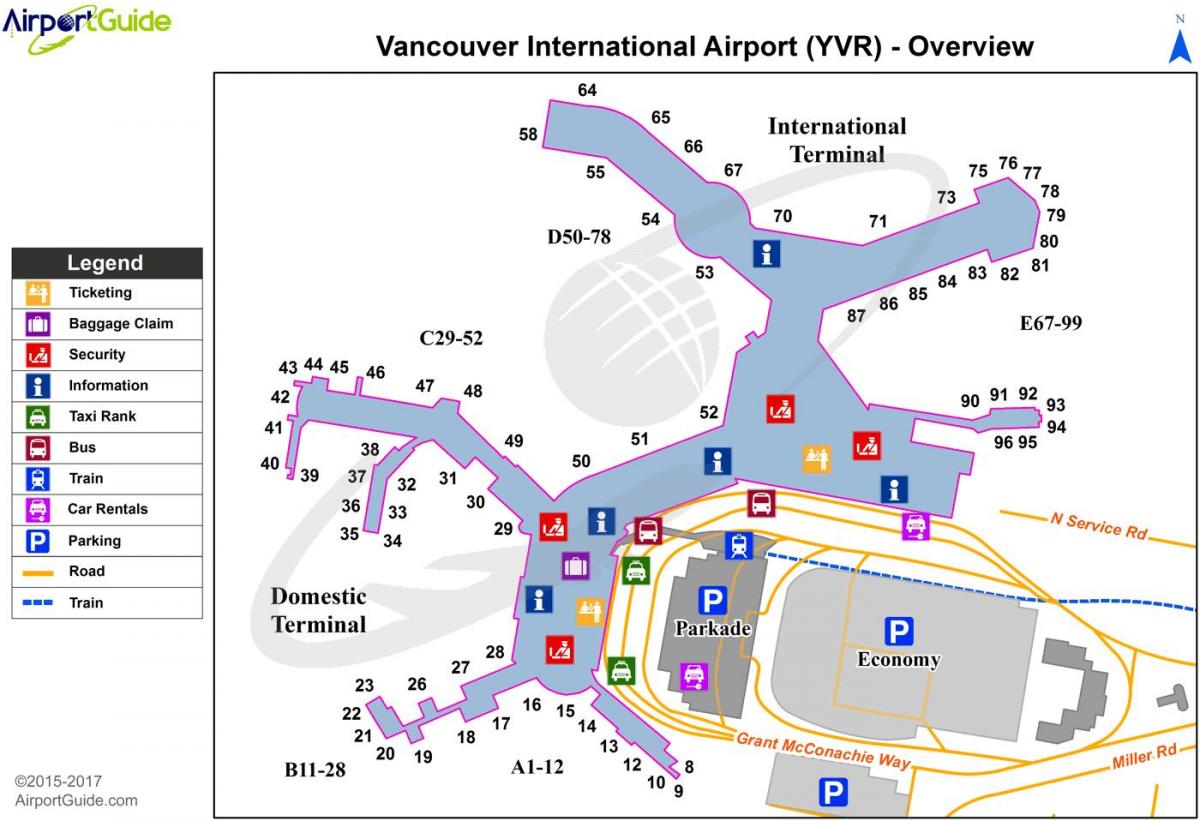 Ванкувер виліт з аеропорту карті