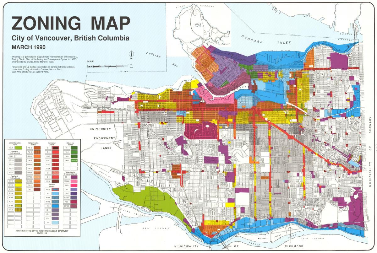 Захід Ванкувер зонування карті