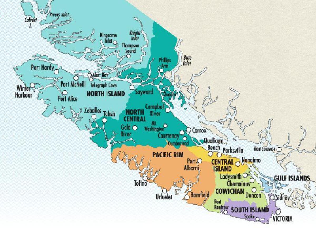 Карта острова Ванкувер виноробень