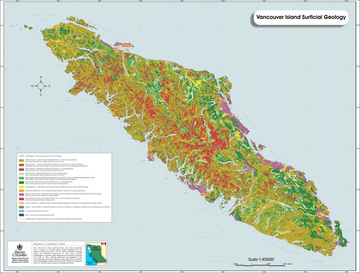 Карта острова Ванкувер геології
