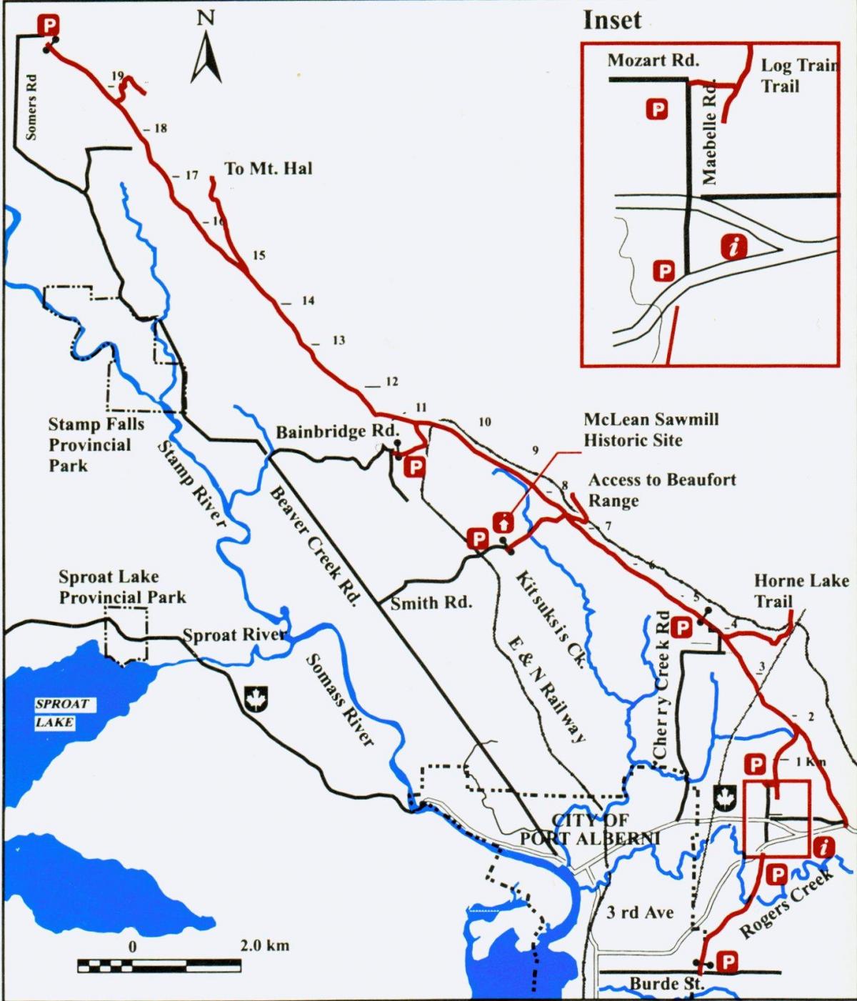 Карта острова Ванкувер залізничний