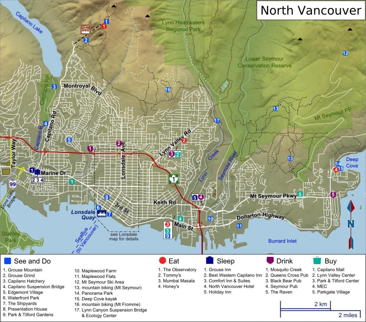 Карту північному узбережжі Ванкувера