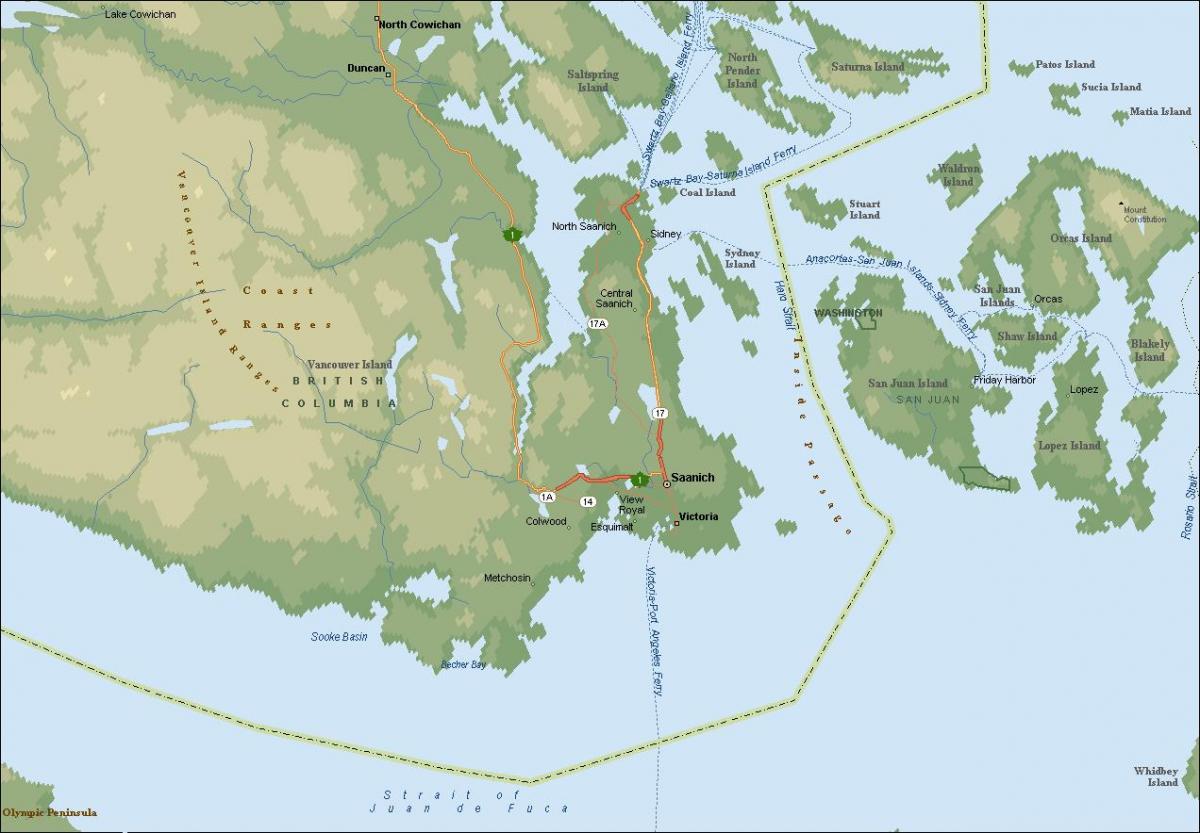 Карта саанич острові Ванкувер 