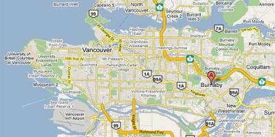 Карта Бернабі Ванкувер
