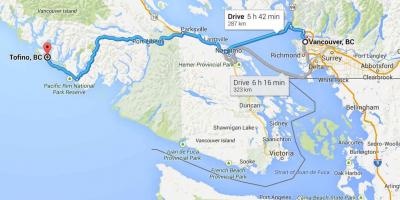 Карта Тофіно на острові Ванкувер 