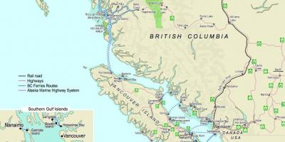 Пороми Ванкувер в Ванкувер острів на карті