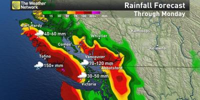 Карта острова Ванкувер опадів
