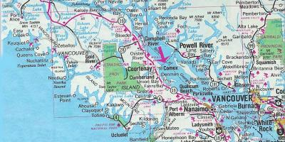 Карта острова Ванкувер озер