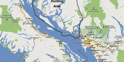 Карта острова Ванкувер полювання