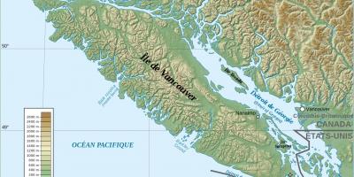 Карта топографічна острові Ванкувер 